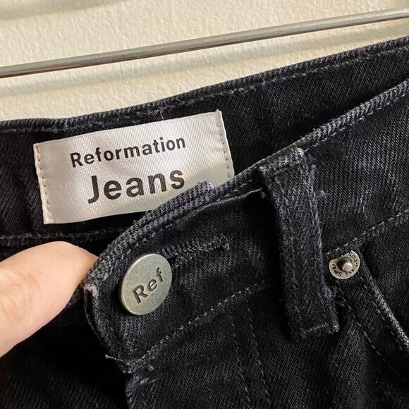 Reformation Jeans Dixie High Rise Jean Shorts Raw Hem Black Size 25 Dead-stock - Picture 4 of 14
